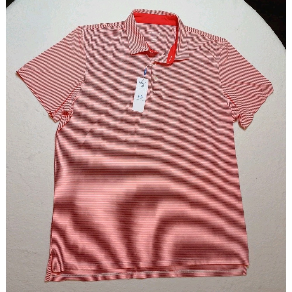 Southern Tide Men XXL Polo Shirt Brrr Meadowbrook Stripe Poppy Red Golf NWT $108